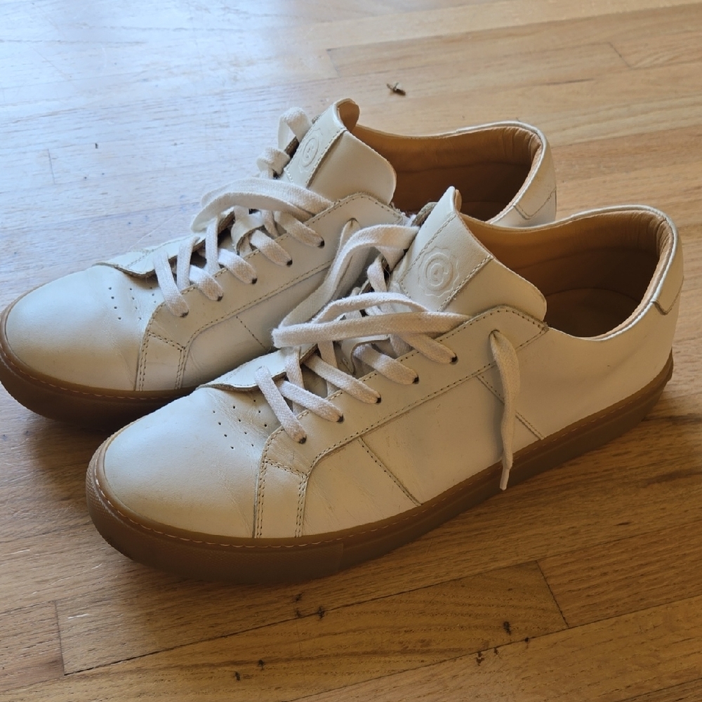 Greats White and Brown Minimalist Sneakers